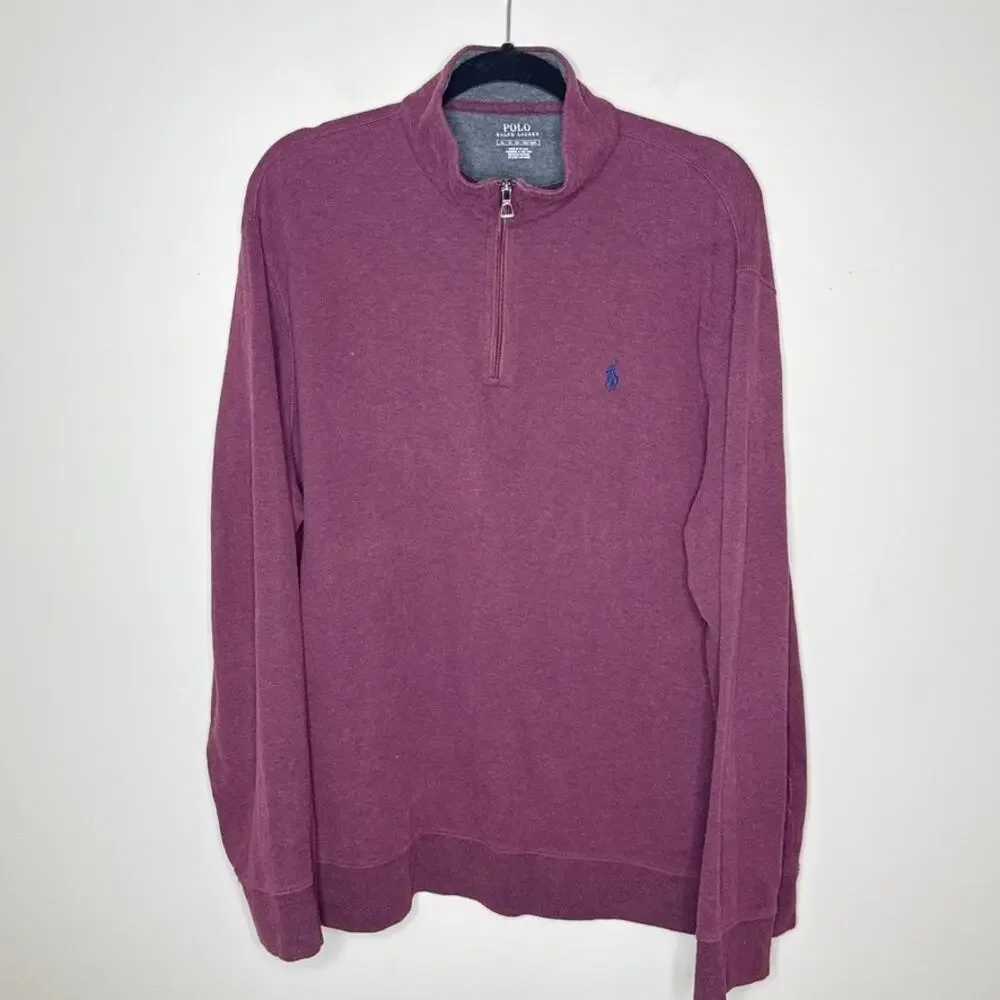 Polo Ralph Lauren Luxury Jersey Quarter-Zip Pullover‎ Burgundy Size XL